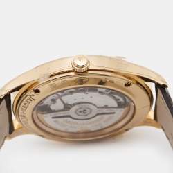 Jaeger-LeCoultre Silver 18K Rose Gold Alligator Leather Master Control Date 176.2.40.S Men's Wristwatch 39 mm