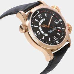 Jaeger LeCoultre Black 18k Rose Gold Master Compressor 146.2.97 Automatic Men's Wristwatch 41 mm