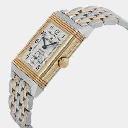 Jaeger-LeCoultre Silver Two-Tone Reverso Grande Taille 270.5.62 Manual Winding Men's Wristwatch 17 mm