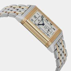 Jaeger-LeCoultre Silver Two-Tone Reverso Grande Taille 270.5.62 Manual Winding Men's Wristwatch 17 mm
