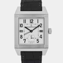 Jaeger LeCoultre White Stainless Steel Reverso Squadra Q7008420 Automatic Men's Wristwatch 35 mm