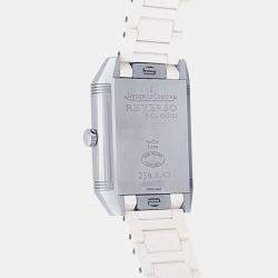 Pre Owned Jaeger LeCoultre Reverso Squadra Q7068720 Quartz White Stainless Steel Men's Wristwatch 31 mm
