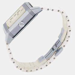 Pre Owned Jaeger LeCoultre Reverso Squadra Q7068720 Quartz White Stainless Steel Men's Wristwatch 31 mm