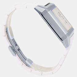 Pre Owned Jaeger LeCoultre Reverso Squadra Q7068720 Quartz White Stainless Steel Men's Wristwatch 31 mm