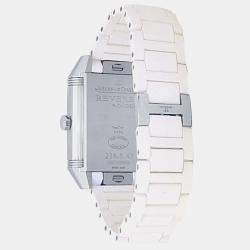 Pre Owned Jaeger LeCoultre Reverso Squadra Q7068720 Quartz White Stainless Steel Men's Wristwatch 31 mm