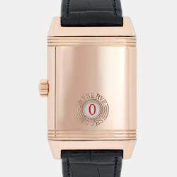 Pre Owned Jaeger LeCoultre Reverso 240.214 Manual Winding Silver Dial 18K Rose Gold Men's Wristwatch 29 mm