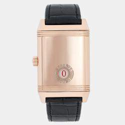 Pre Owned Jaeger LeCoultre Reverso 240.214 Manual Winding Silver Dial 18K Rose Gold Men's Wristwatch 29 mm