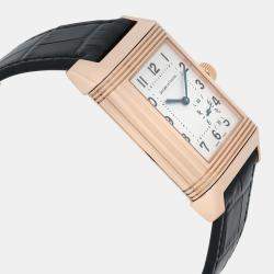 Pre Owned Jaeger LeCoultre Reverso 240.214 Manual Winding Silver Dial 18K Rose Gold Men's Wristwatch 29 mm