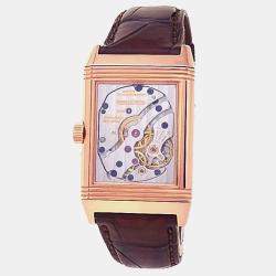 Pre Owned Jaeger-LeCoultre Reverso Sun Moon Q2752420 Manual Winding Silver Dial 18k Rose Gold Men's Wristwatch 45mm