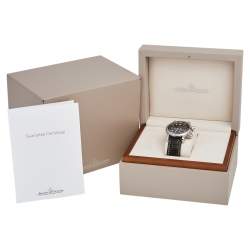 Jaeger LeCoultre Black Stainless Steel Leather Geographic Master Compressor 146.8.83 Men's Wristwatch  41 mm