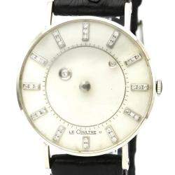 Jaeger LeCoultre Silver Diamonds 18k White Gold Mystery Cal 480 Men's Wristwatch 33 MM
