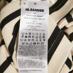 Pre Owned Jil Sander Beige/Black Striped Rib Knit Crew Neck T-Shirt M
