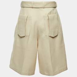 Pre Owned شورت جيل ساندر جبردين صوف بيج فاتح بحزام مقاس متوسط (ميديم)