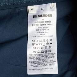 Pre Owned Jil Sander Marine Blue Coated Linen Wide Leg Belted Shorts M