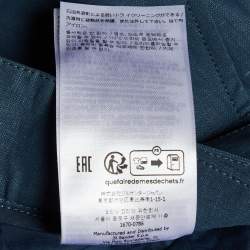 Pre Owned Jil Sander Marine Blue Coated Linen Wide Leg Belted Shorts M