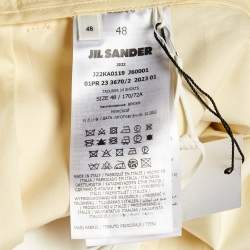 مملوكة مسبقًا Jil Sander Light Yellow Coated Linen Wide Leg Belted Shorts M