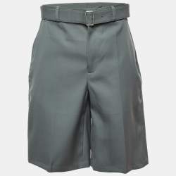 Pre Owned شورت جيل ساندر صوف أخضر سيلادون واسع الساق بحزام مقاس متوسط (ميديم)
