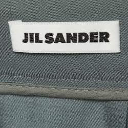 Pre Owned Jil Sander Celadon Green Wool Wide Leg Belted Shorts M