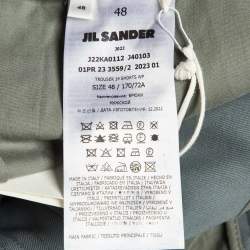 Pre Owned Jil Sander Celadon Green Wool Wide Leg Belted Shorts M