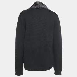 Jil Sander Black Rib Knit V-Neck Sweater XXL