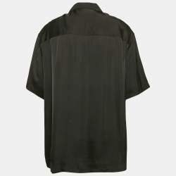 Jil Sander Black Satin Button Front Half Sleeve Shirt XL