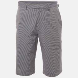 Pre Owned Jil Sander Blue Striped Cotton Chino Shorts L