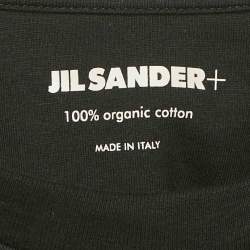 Pre Owned Jil Sander Black Cotton Logo Pack Crewneck T-Shirt L