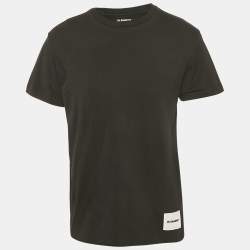 Pre Owned Jil Sander Black Cotton Logo Pack Crewneck T-Shirt L