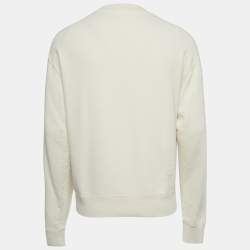 Pre Owned Jil Sander Beige Logo Print Cotton Crewneck Sweatshirt M