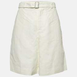 مملوكة مسبقًا Jil Sander Ivory Linen Wide Leg Shorts M