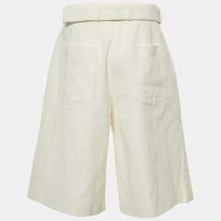 مملوكة مسبقًا Jil Sander Ivory Linen Wide Leg Shorts M