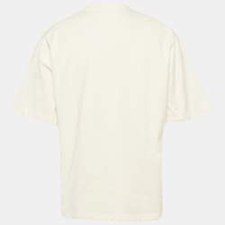 Pre Owned Jil Sander White Logo Print Jersey Crewneck T-Shirt M