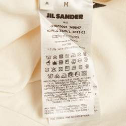 Pre Owned Jil Sander White Logo Print Jersey Crewneck T-Shirt M
