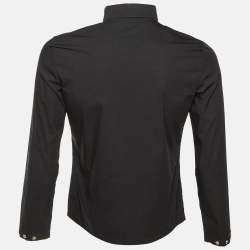 مملوكة مسبقًا قميص جيل ساندر أسود قطن نصف ياقة مقاس صغير