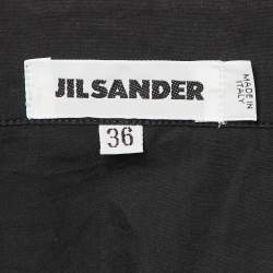 مملوكة مسبقًا قميص جيل ساندر أسود قطن نصف ياقة مقاس صغير