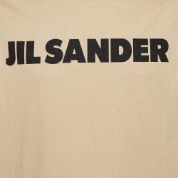 Pre Owned Jil Sander Beige Logo Print Cotton Long Sleeve T-Shirt XS