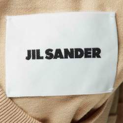 Pre Owned Jil Sander Beige Logo Print Cotton Long Sleeve T-Shirt XS