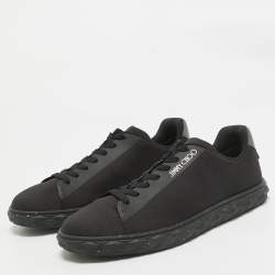 Jimmy Choo Black/Grey Fabric and Leather Lace Up Sneakers Size 44.5