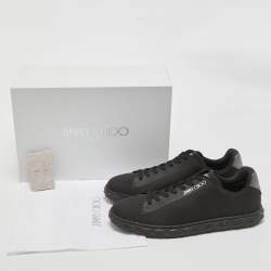 Jimmy Choo Black/Grey Fabric and Leather Lace Up Sneakers Size 44.5
