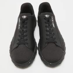 Jimmy Choo Black/Grey Fabric and Leather Lace Up Sneakers Size 44.5