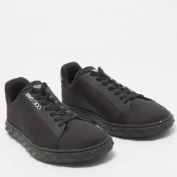Jimmy Choo Black/Grey Fabric and Leather Lace Up Sneakers Size 44.5