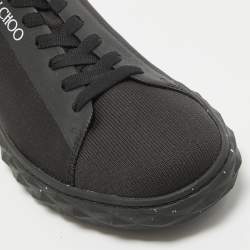 Jimmy Choo Black/Grey Fabric and Leather Lace Up Sneakers Size 44.5