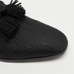 Pre Owned Jimmy Choo Black Fabric Foxley Tassel Loafers Size 46