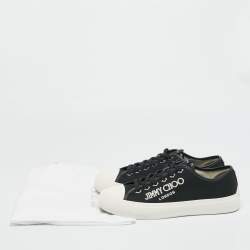 Pre Owned Jimmy Choo Black Canvas Palma m Lace Up Sneakers Size 45