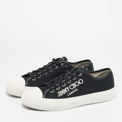 Pre Owned Jimmy Choo Black Canvas Palma m Lace Up Sneakers Size 45