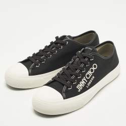 مملوكة مسبقًا حذاء رياضي جيمي تشو بلا ربطة بالما كانفاس أسود وجلد حجم متوسط مقاس 45