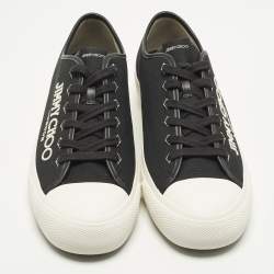 مملوكة مسبقًا حذاء رياضي جيمي تشو بلا ربطة بالما كانفاس أسود وجلد حجم متوسط مقاس 45