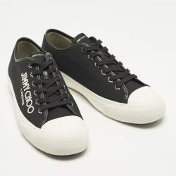 مملوكة مسبقًا حذاء رياضي جيمي تشو بلا ربطة بالما كانفاس أسود وجلد حجم متوسط مقاس 45