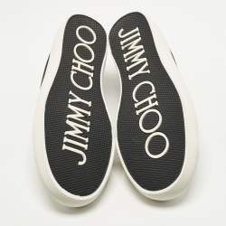 مملوكة مسبقًا حذاء رياضي جيمي تشو بلا ربطة بالما كانفاس أسود وجلد حجم متوسط مقاس 45