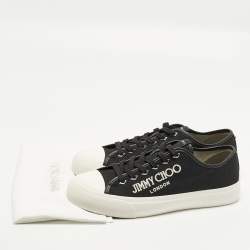 مملوكة مسبقًا حذاء رياضي جيمي تشو بلا ربطة بالما كانفاس أسود وجلد حجم متوسط مقاس 45